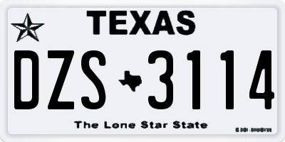 TX license plate DZS3114