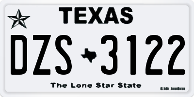 TX license plate DZS3122