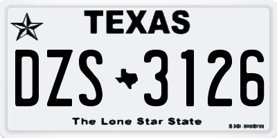 TX license plate DZS3126
