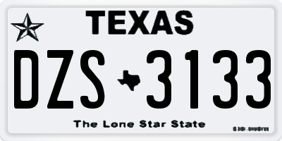 TX license plate DZS3133