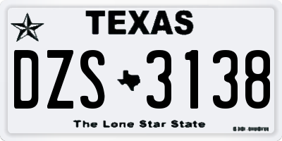 TX license plate DZS3138
