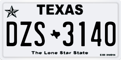 TX license plate DZS3140