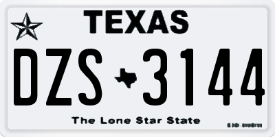 TX license plate DZS3144