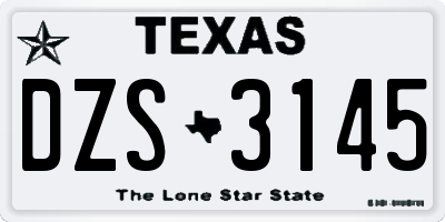 TX license plate DZS3145