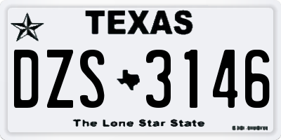 TX license plate DZS3146