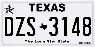 TX license plate DZS3148