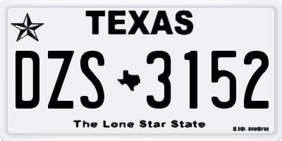 TX license plate DZS3152