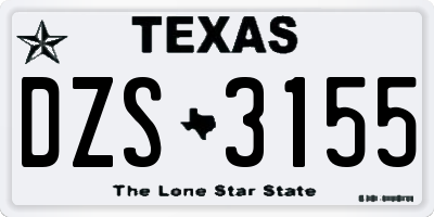 TX license plate DZS3155
