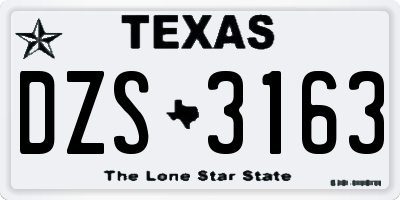 TX license plate DZS3163