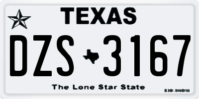 TX license plate DZS3167