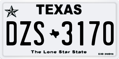 TX license plate DZS3170