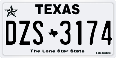 TX license plate DZS3174