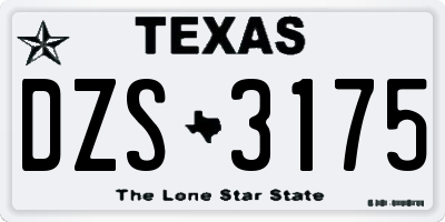 TX license plate DZS3175