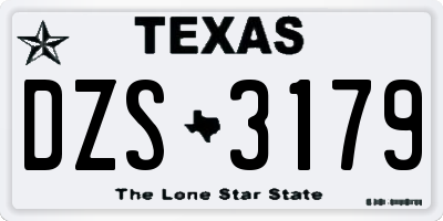 TX license plate DZS3179