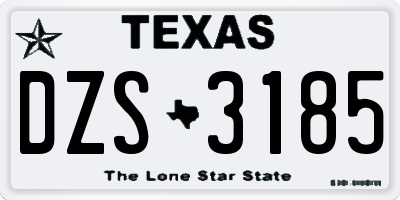 TX license plate DZS3185