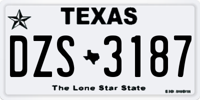 TX license plate DZS3187