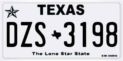 TX license plate DZS3198