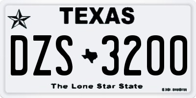 TX license plate DZS3200
