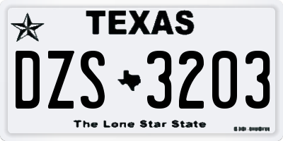 TX license plate DZS3203