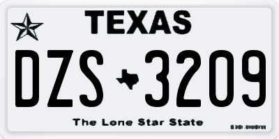 TX license plate DZS3209
