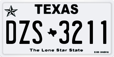 TX license plate DZS3211