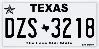 TX license plate DZS3218