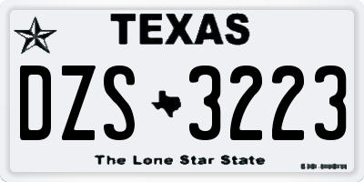 TX license plate DZS3223