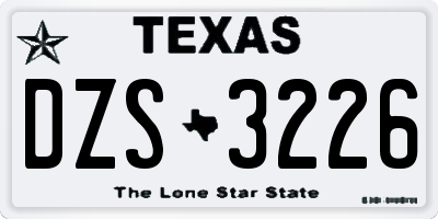 TX license plate DZS3226