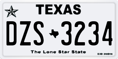 TX license plate DZS3234