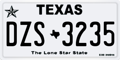 TX license plate DZS3235