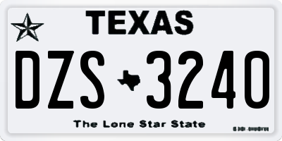 TX license plate DZS3240
