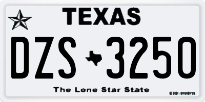 TX license plate DZS3250