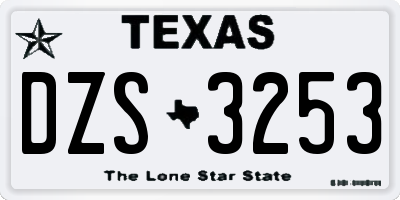 TX license plate DZS3253