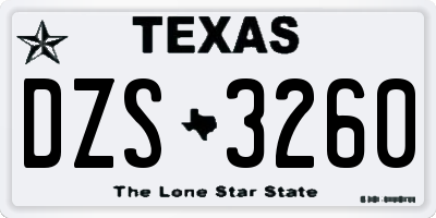 TX license plate DZS3260