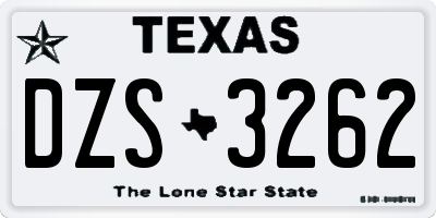 TX license plate DZS3262