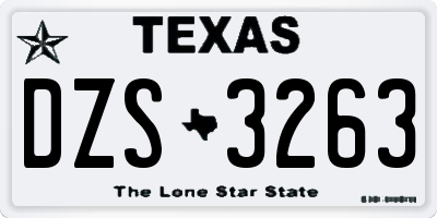 TX license plate DZS3263