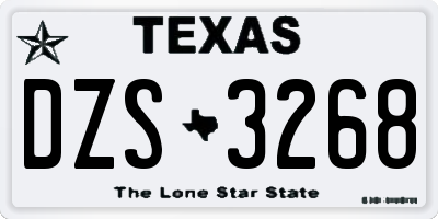 TX license plate DZS3268