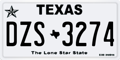 TX license plate DZS3274
