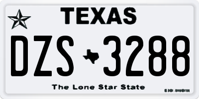 TX license plate DZS3288