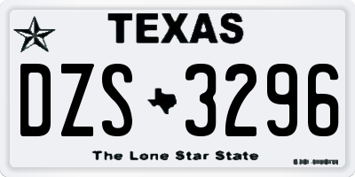 TX license plate DZS3296