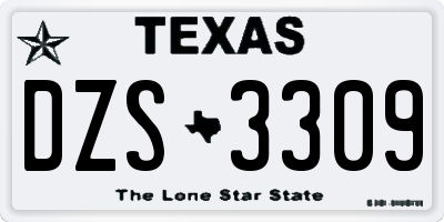 TX license plate DZS3309