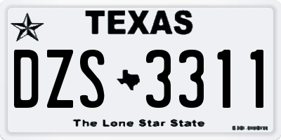 TX license plate DZS3311