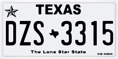 TX license plate DZS3315