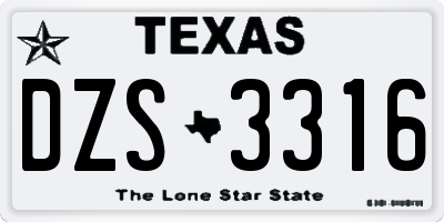 TX license plate DZS3316