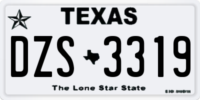 TX license plate DZS3319