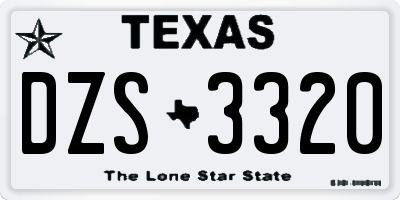 TX license plate DZS3320