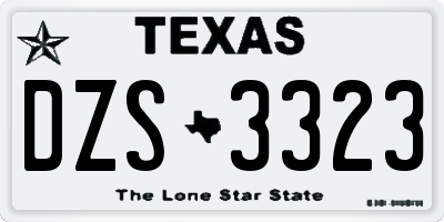 TX license plate DZS3323