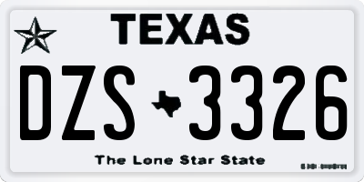 TX license plate DZS3326