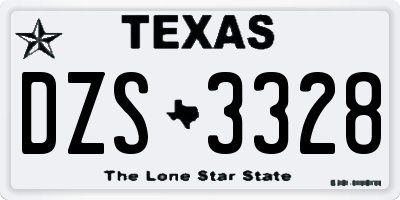 TX license plate DZS3328