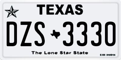 TX license plate DZS3330